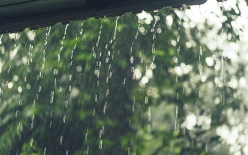 rain outside the windows of the villa. tropics